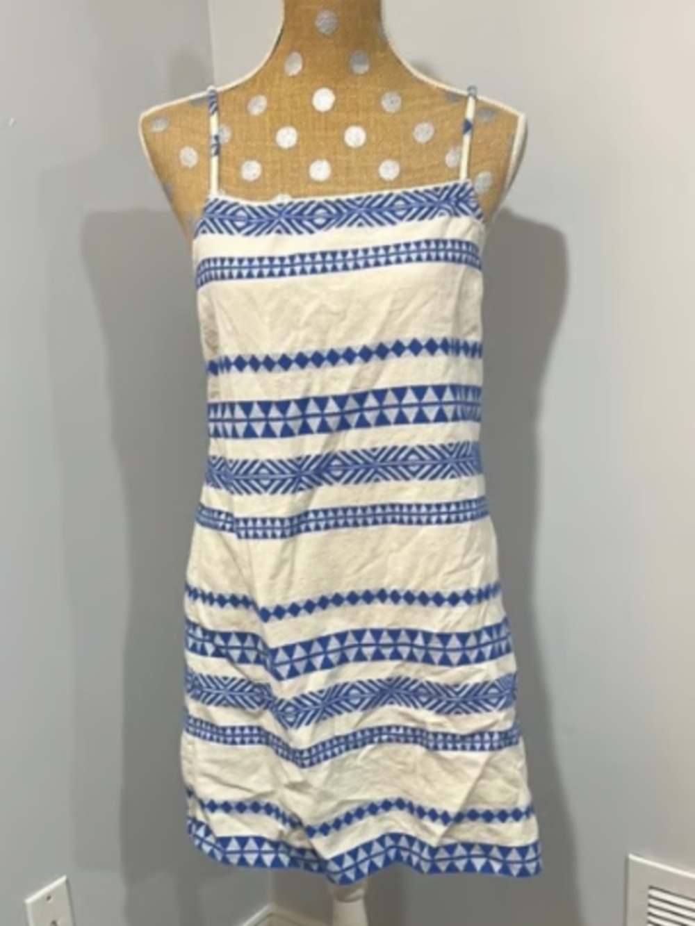 Aerie Sun Dress Blue and White Patterned Size Large